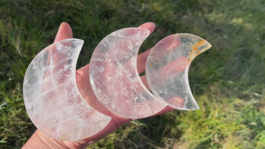 Natural Clear Quartz Moon