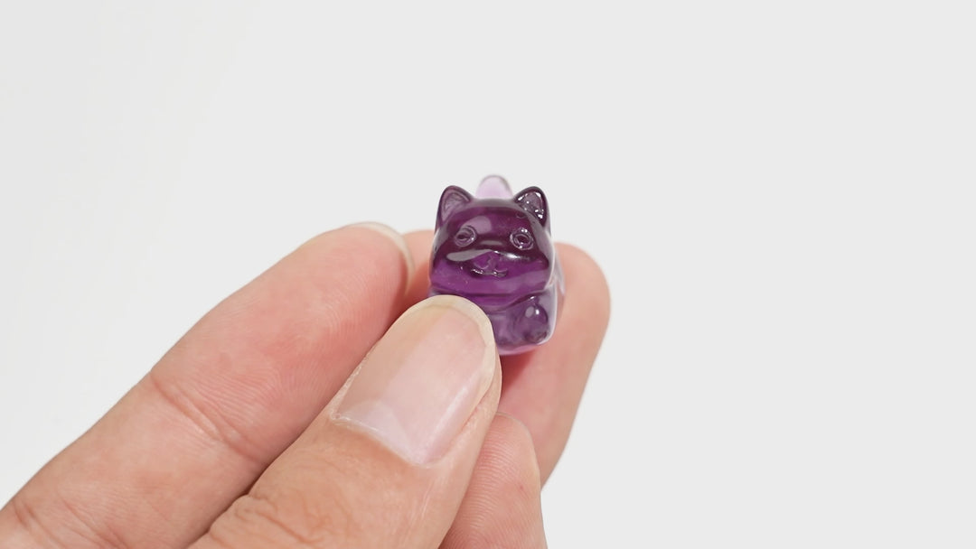 Natural Crystal Carving Cute Fluorite Wiggle Cat