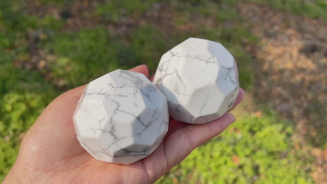 Unique,Imperfect Natural Crystal Howlite Faceted Sphere