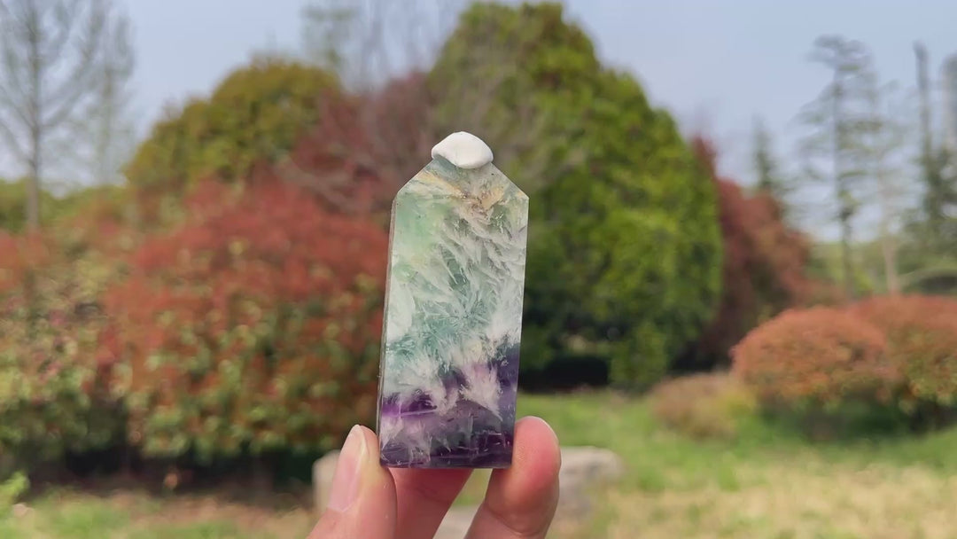 Unique,Natural Feather Fluorite Crystal Point