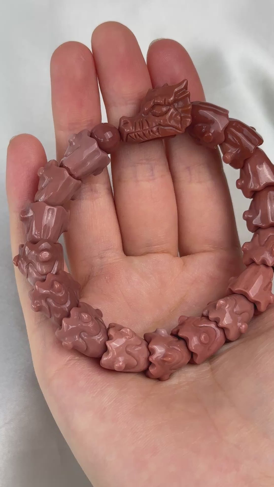Alashan Agate Pink Dragon Bracelet 13.2-13.4mm