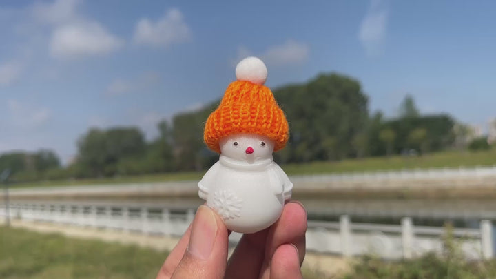 Natural Crystal Cute Knit Hat White Jade Snowman