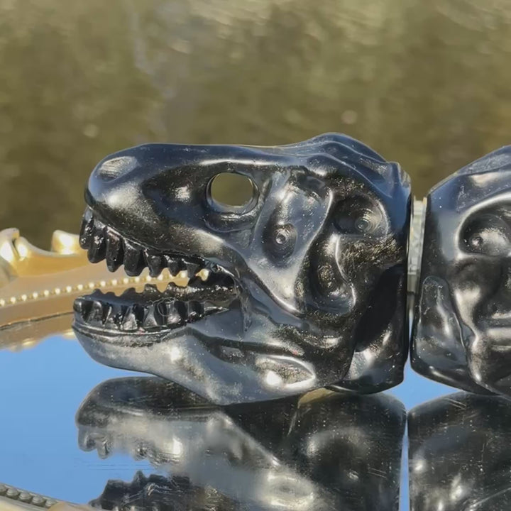 Natural Carved Obsidian Tyrannosaurus Rex Skull