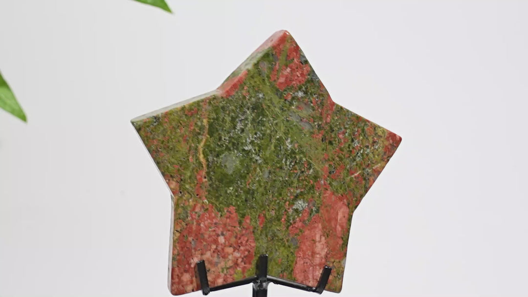 Unique,Natural Crystal Vibrant Unakite Five-Pointed Star