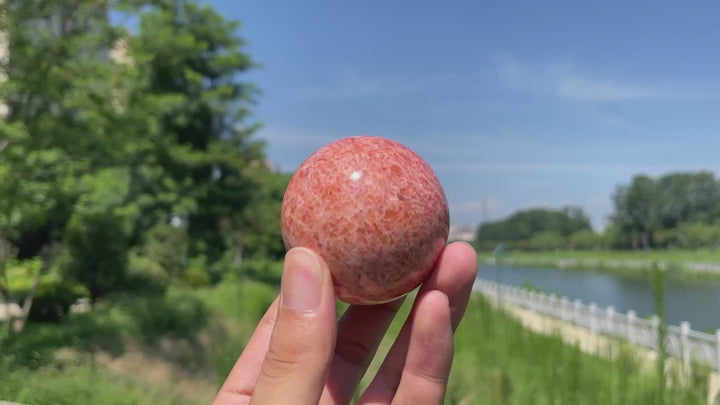 Natural Crystal Orange Calcite Sphere