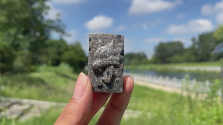 Natural Crystal Carving Yooperlite Wolf Head