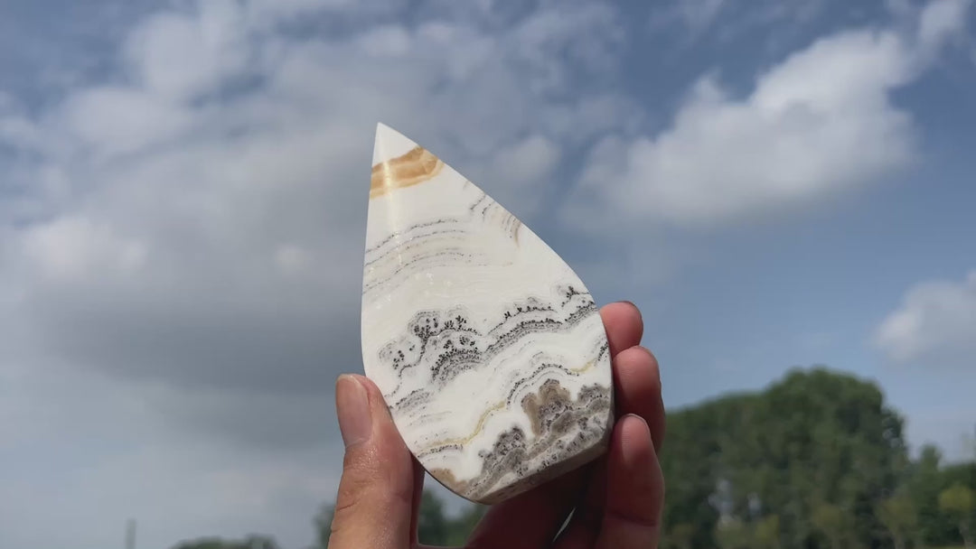 Natural Crystal Dendritic Calcite Teardrop