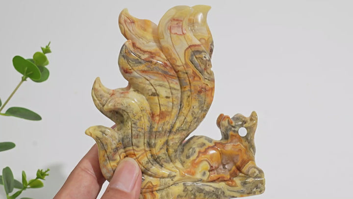 Unique,A Slightly Imperfect Natural Crystal Crazy Agate Nine‑Tailed Fox