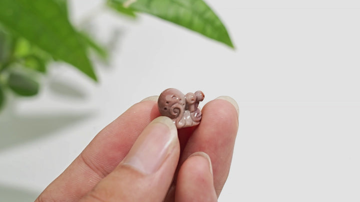 Natural Crystal Mini Alashan Agate Snail Carving