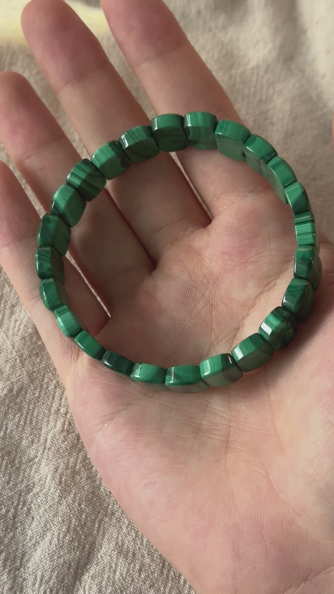 Malachite Cube Bracelet 3.6-4.1cm