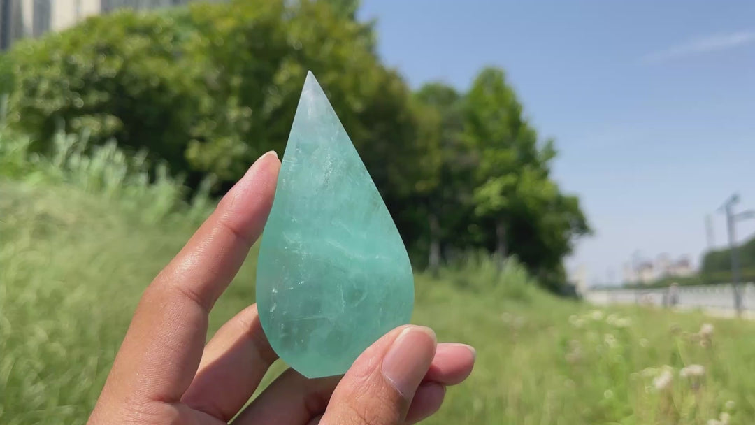 Natural Crystal Green Fluorite Teardrop