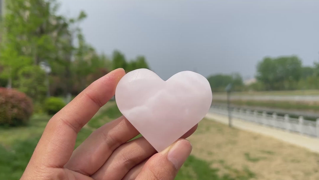 Natural Crystal Carving Pink Calcite Heart
