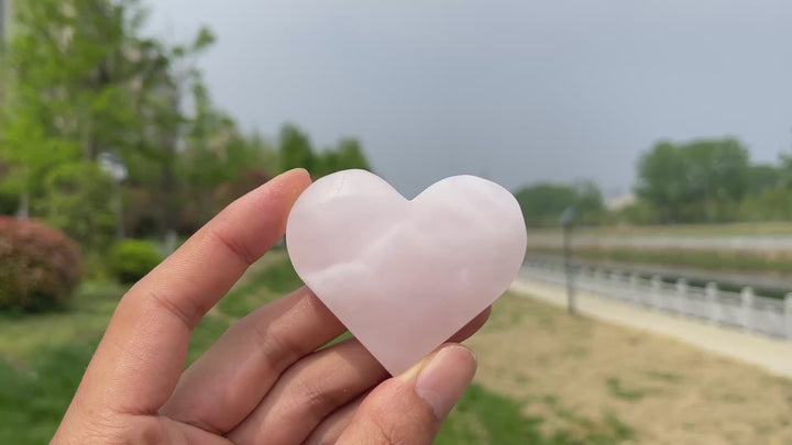 Natural Crystal Carving Pink Calcite Heart