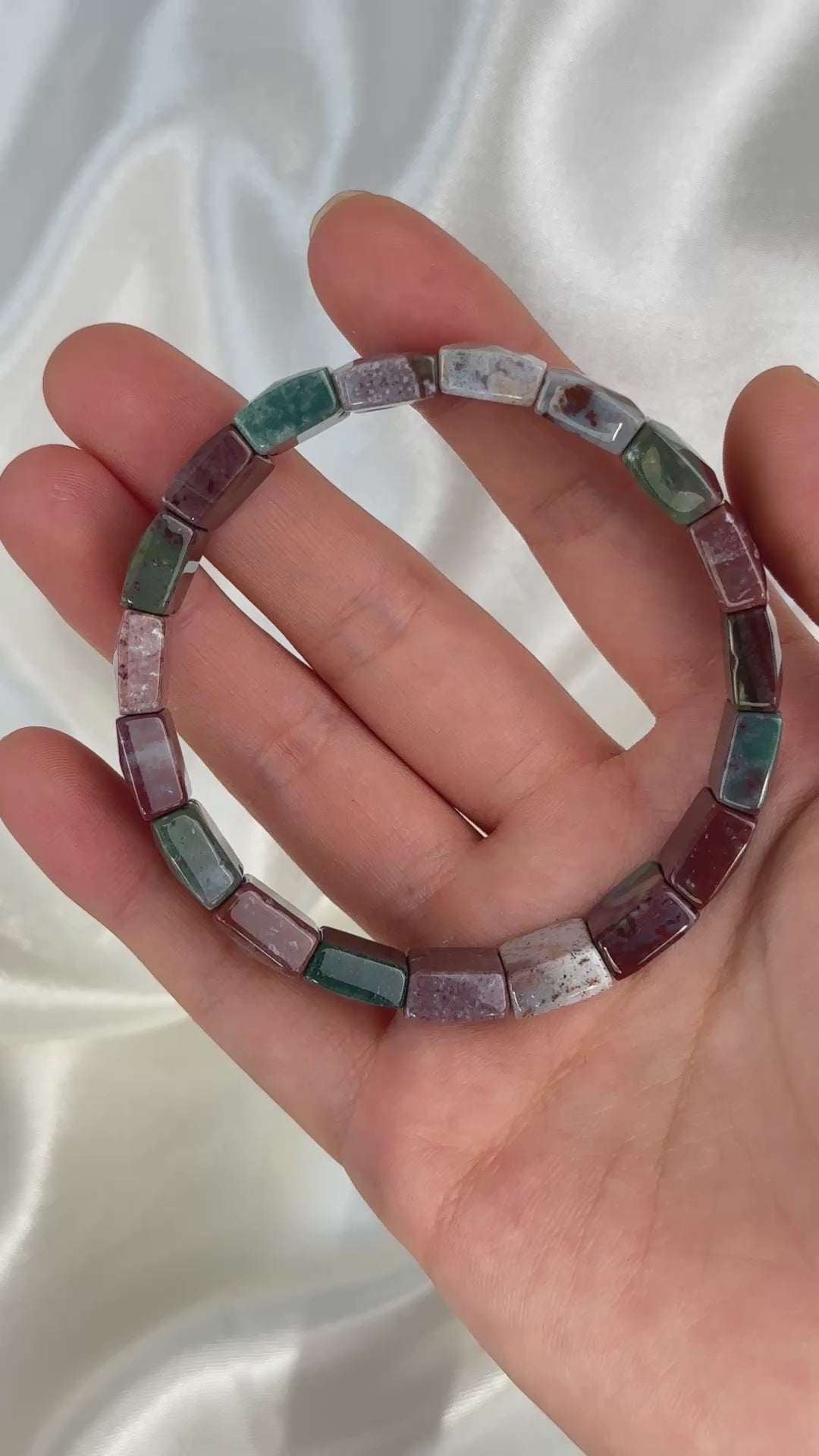 Ocean Jasper Square Bead Bracelet 12.2-12.5mm