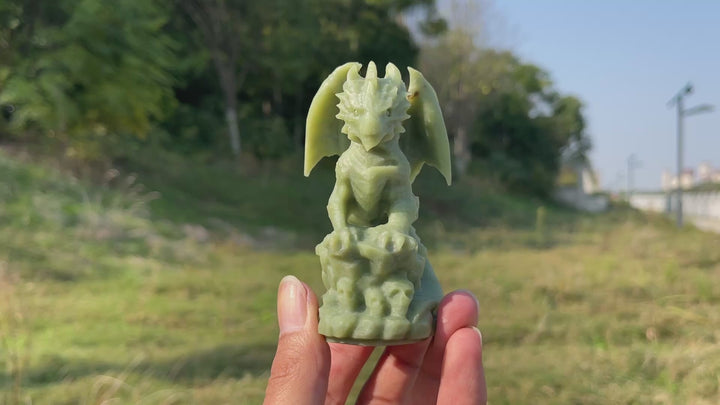 Natural Crystal Carving Serpentine Flying Dragon On Skull