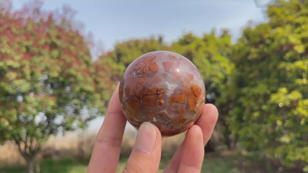 Natural Crystal Yellow Agate Sphere