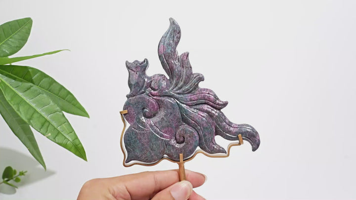 Unique,Natural Ruby In Kyanite And Fuchsite Nine-Tailed Fox