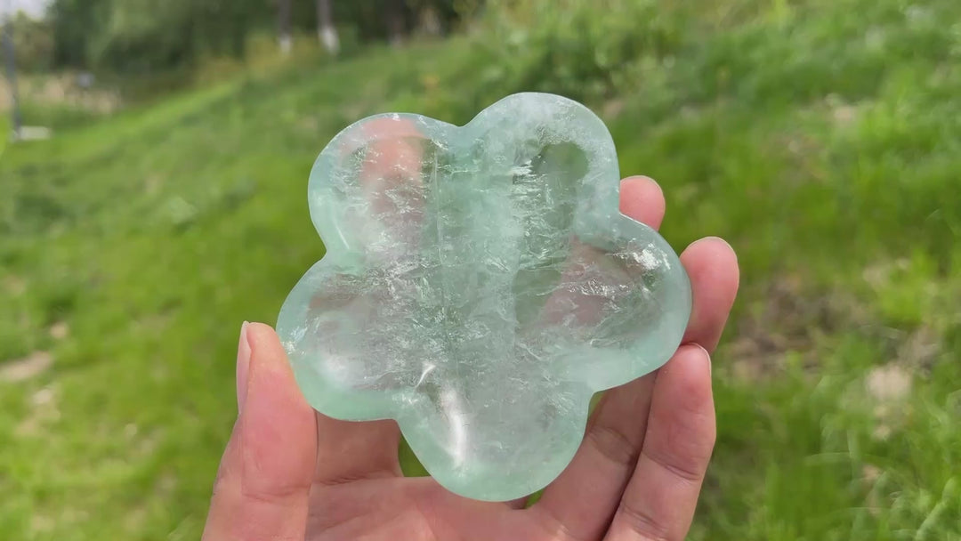 Natural Fluorite Crystal Carving Flower Bowl