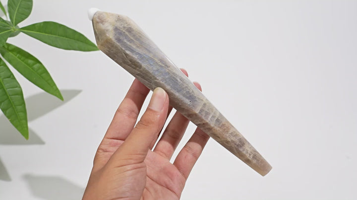 Unique,Natural Crystal Moonstone Wand
