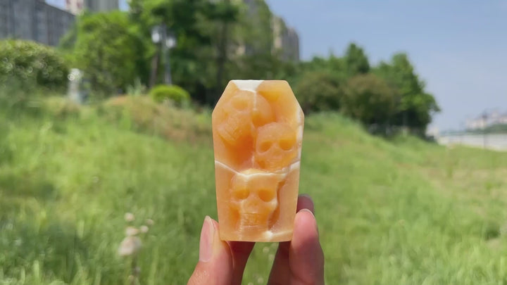Natural Crystal Skull Coffin Carving