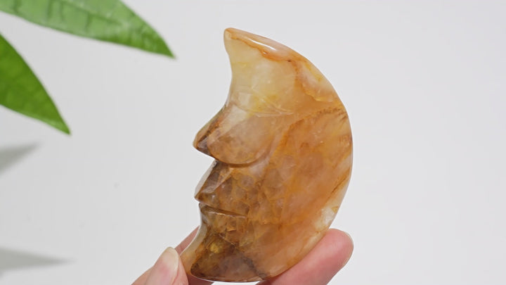 Natural Crystal Moon Face Carving