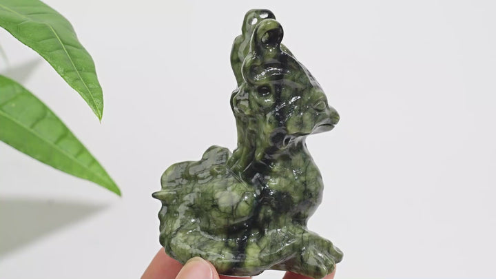 Natural Crystal Horned Dragon Carving