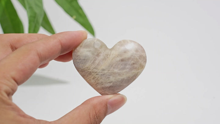 A Slightly Imperfect Natural Moonstone Heart Carving
