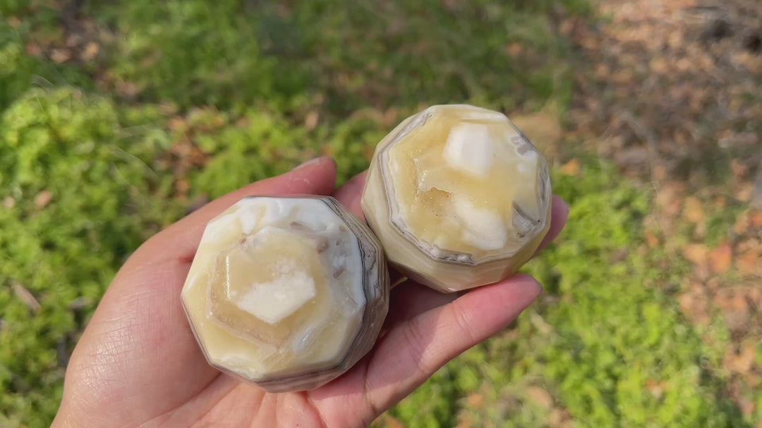 Unique,Natural Crystal Mexican Calcite Faceted Sphere