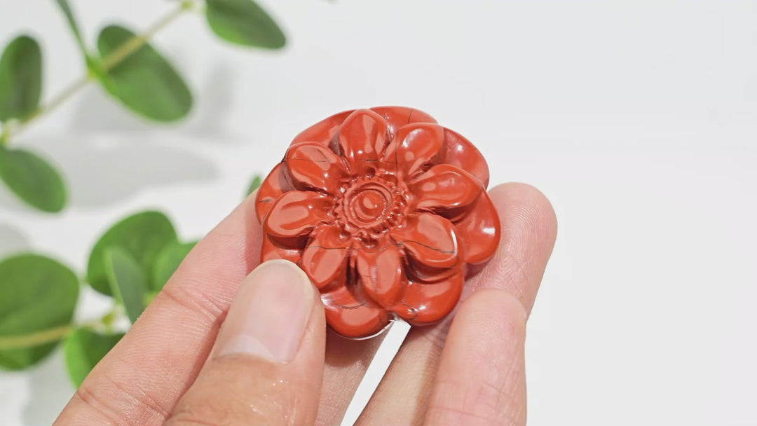 Natural Red Jasper Sakura Flower Carving