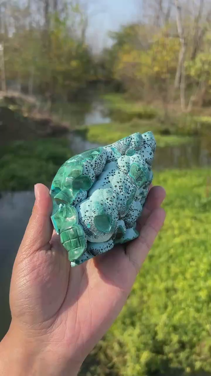 Malachite Geode Skull