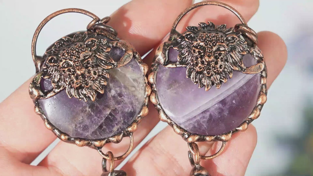 Natural Dream Amethyst Lion Pendant