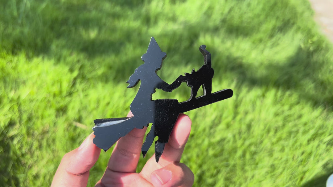 Obsidian Wizard Broom Cat