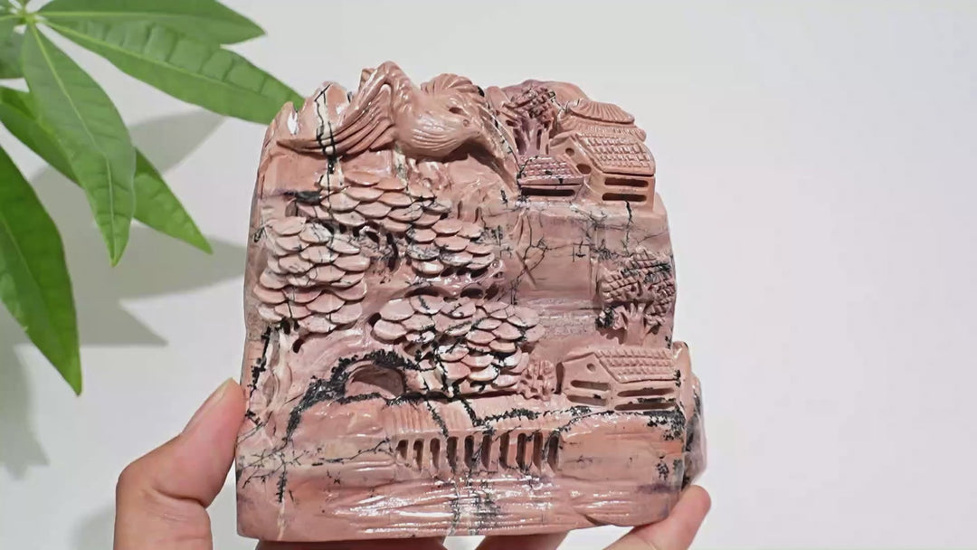 Unique,Natural Picture Jasper Landscape Carving