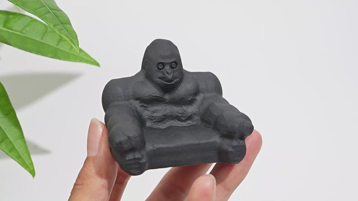 Natural Crystal Black Obsidian Gorilla Carving
