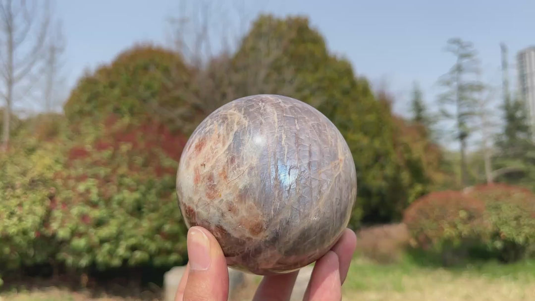 Unique,A Slightly Imperfect Crystal Sunstone-Moonstone Sphere