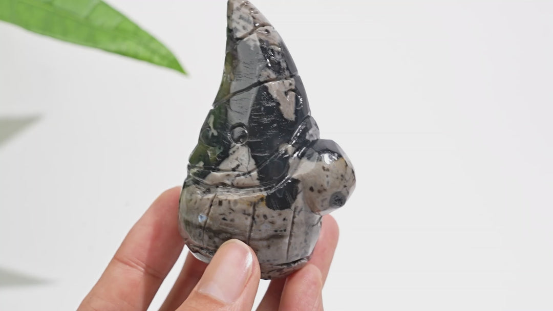 Unique,Natural Crystal Volcanic Agate Gnome Carving