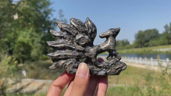 Unique,A Slightly Imperfect Natural Que Sera Stone Nine-Tailed Fox
