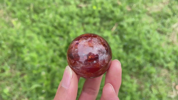 Natural Fire Quartz Crystal Sphere