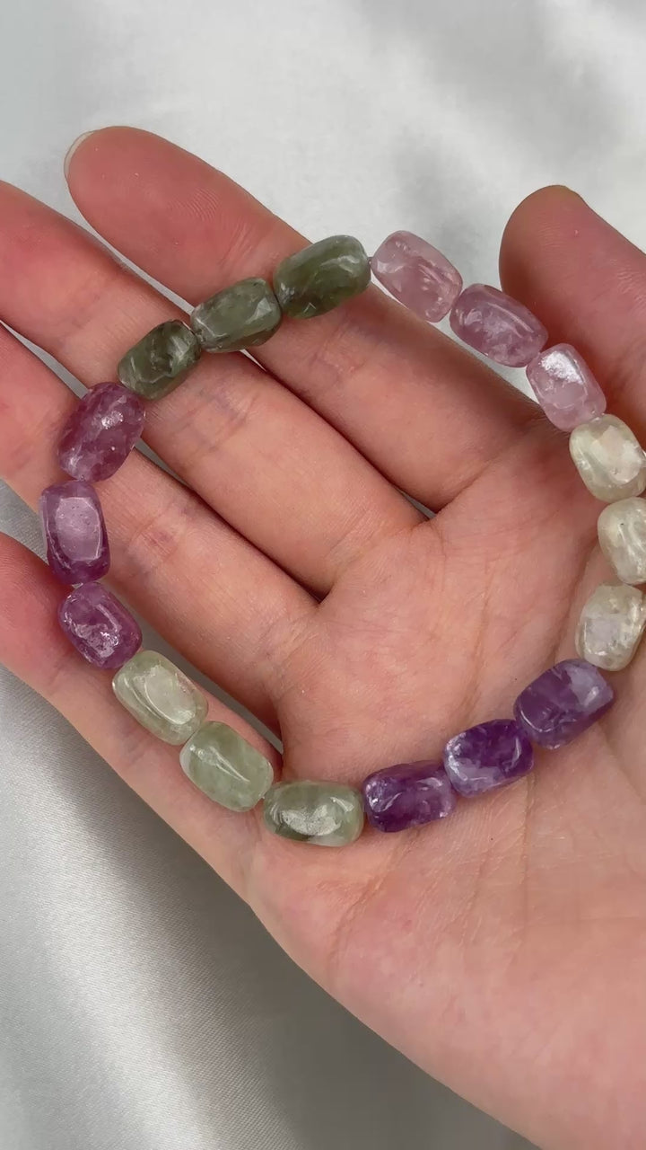 Lepidolite Irregular Rectangular Prism Bracelet 6.4-7.4mm