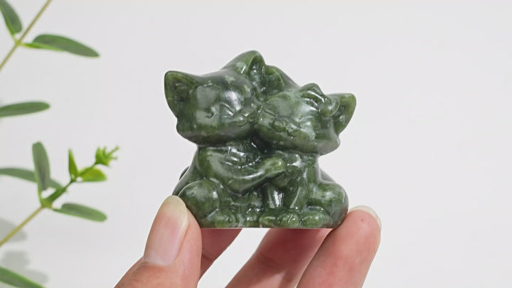 Natural Crystal Carving Snuggling Cats
