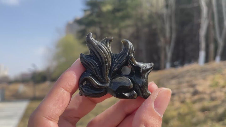 Natural Crystal Nine-Tailed Fox with Heart