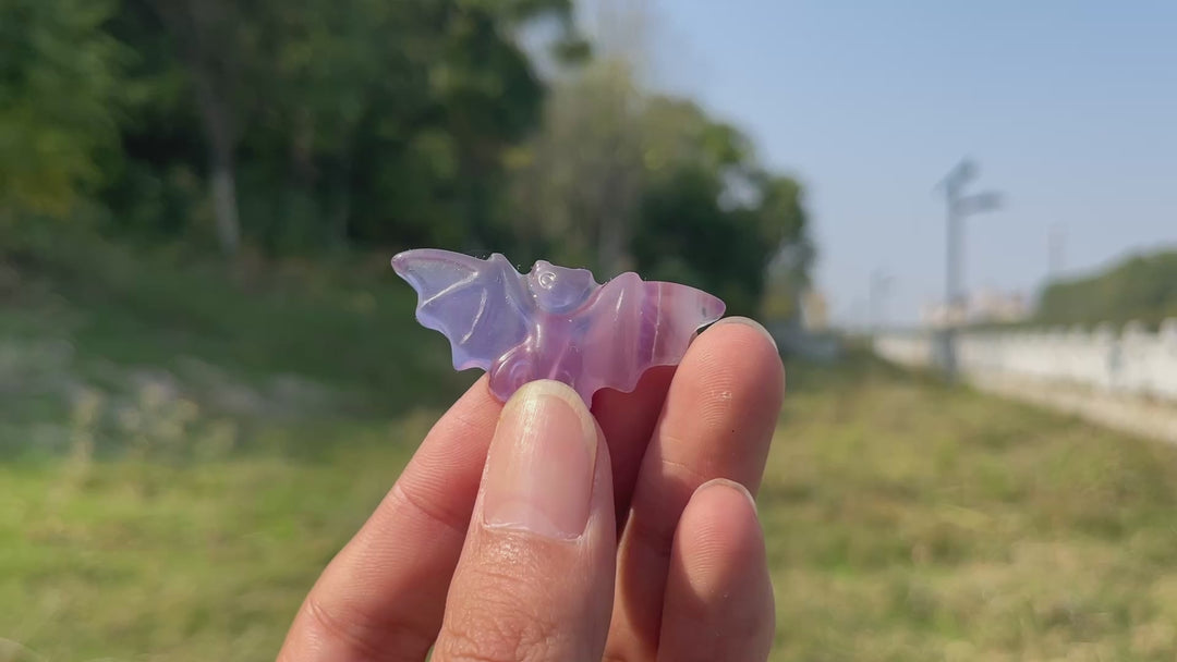 Natural Crystal Carving Mini Fluorite Bat