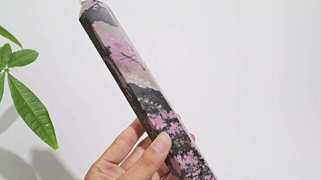 Unique,Natural Crystal Large Rhodonite Point