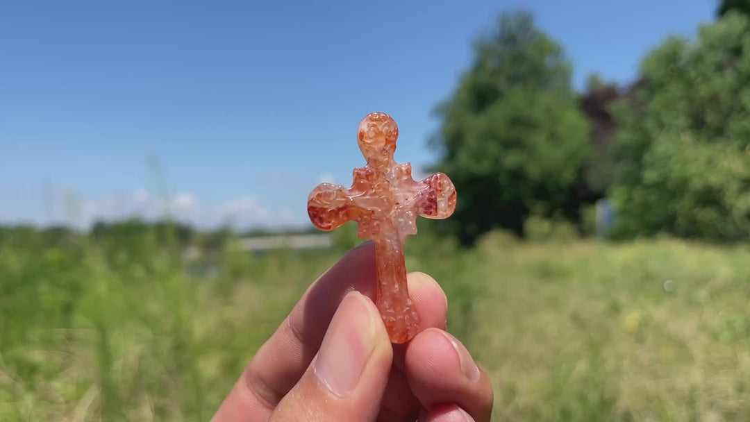 Natural Crystal Carving Handheld Cross