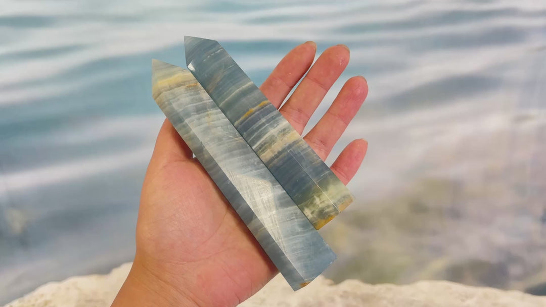 Natural Small Lemurian Aquatine Calcite Point