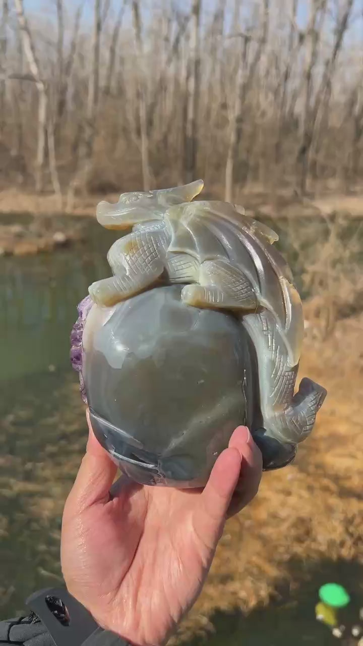 Amethyst Geode Agate Dragon #DK212