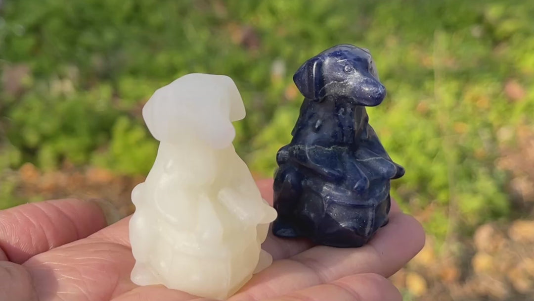 Natural Crystal Carving Playful Drumming Dog