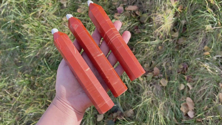 Natural Crystal Carving Red Jasper Point