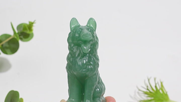Natural Crystal Carving Lovely Wolf Dog