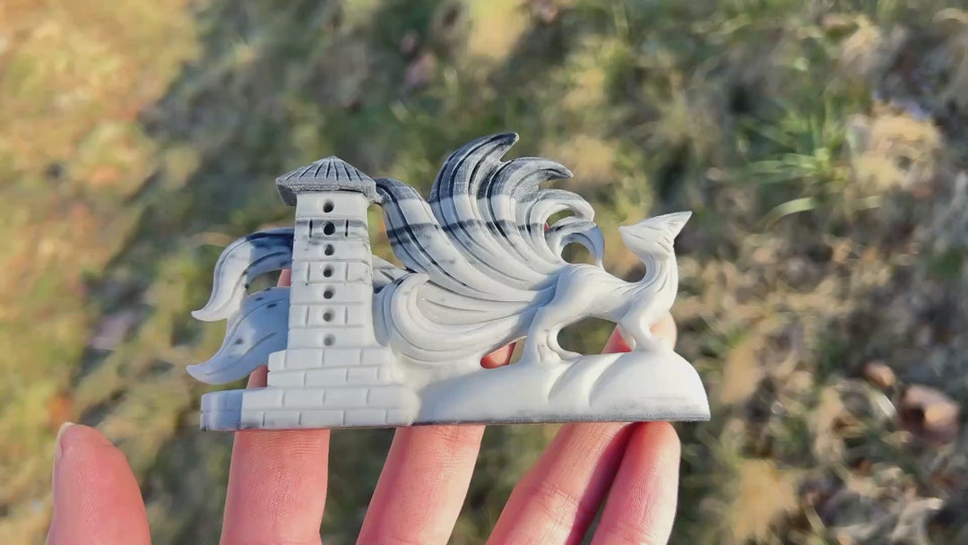 Natural Crystal TaiJi Stone Nine-Tailed Fox Pagoda